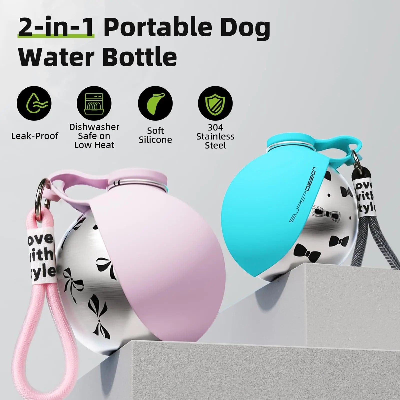 2-in-1 Portable Dog Water Bottle With Bowl