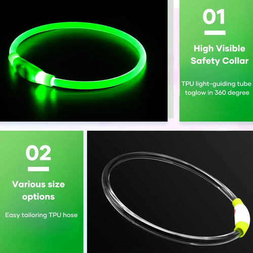 USB Rechargeable Collar Pet Dog LED Light